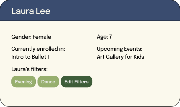 Profile card for a family member