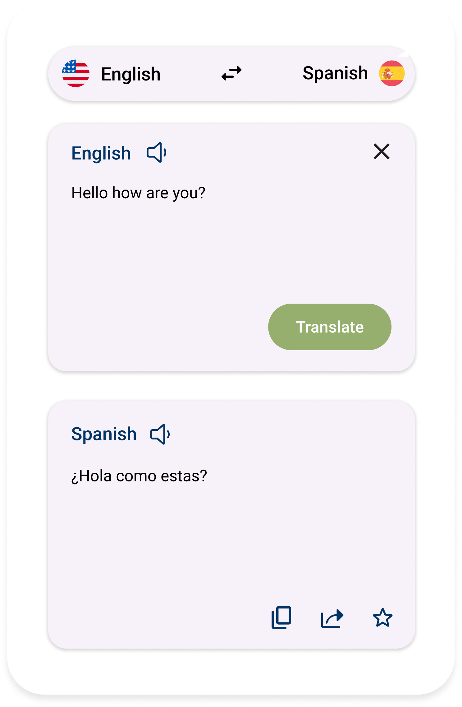 Spanish translation screen