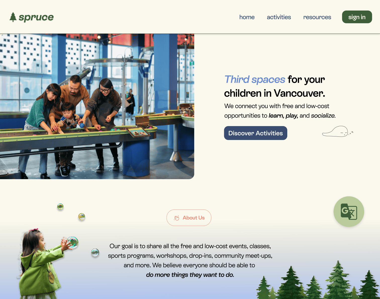 Spruce home screen