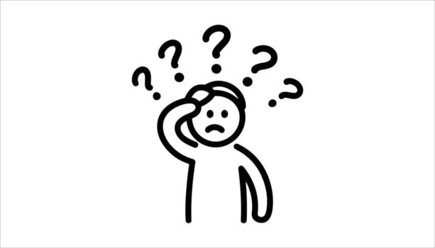 Person with question marks illustration